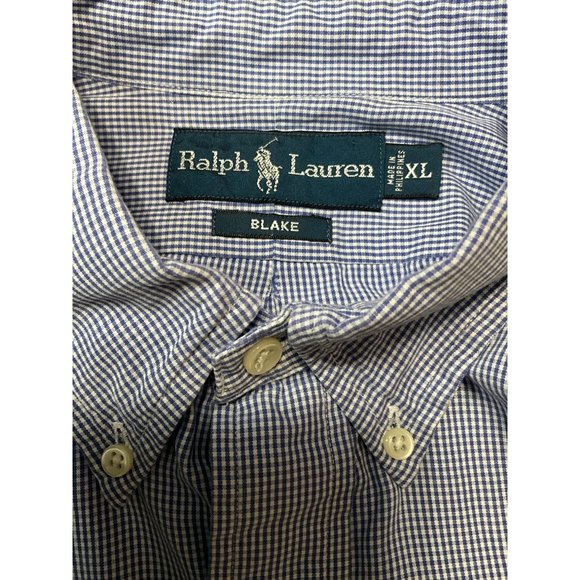 Ralph Lauren‎ XL Blake Blue and White Checked Long Sleeve Men's Shirt - Picture 2 of 6